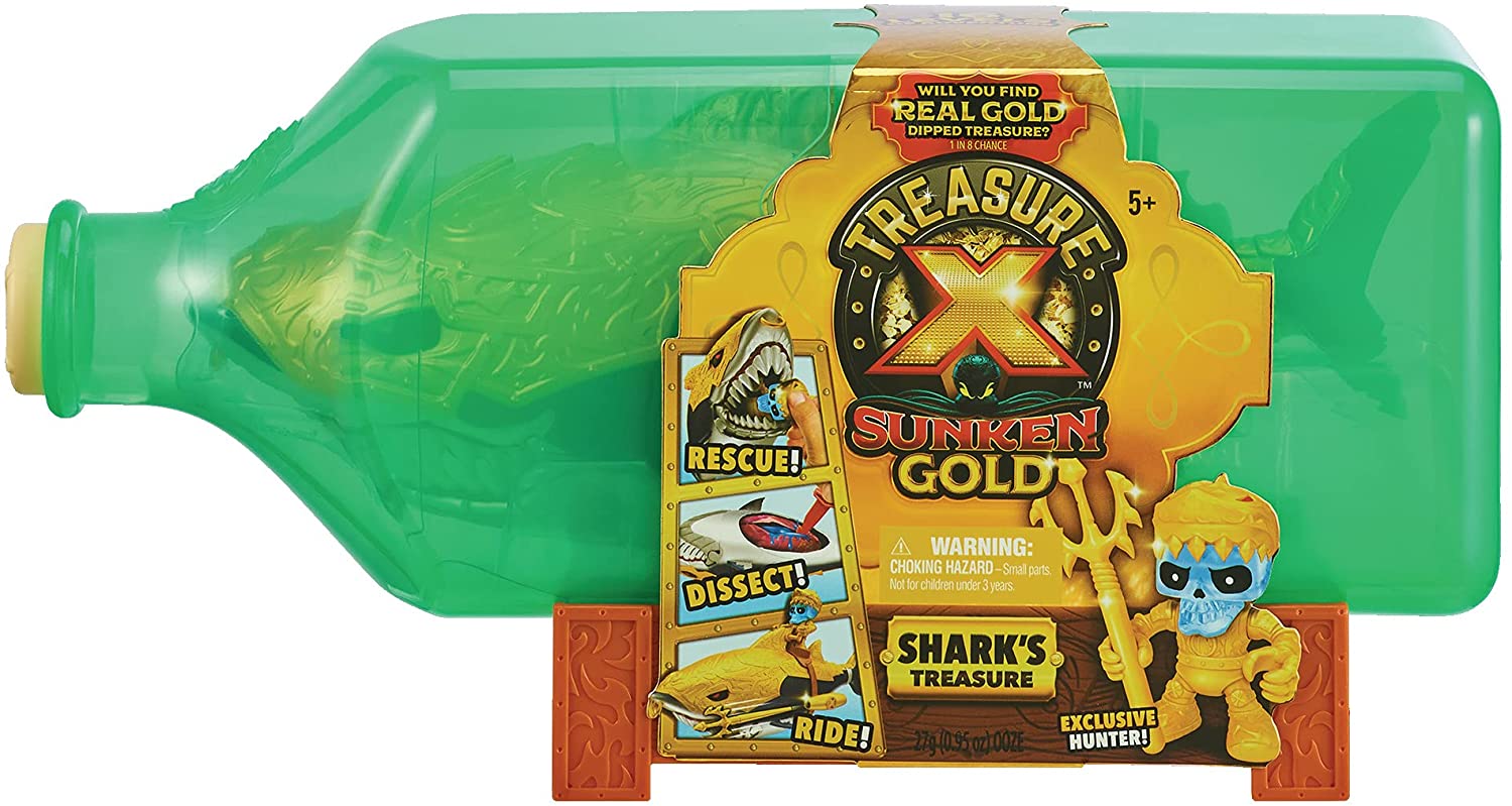 Giochi Preziosi - Treasure X - Shark Pack, Serie 5, confezione sorpresa  bottiglia dei pirati con squalo, età 4+, TRR39000