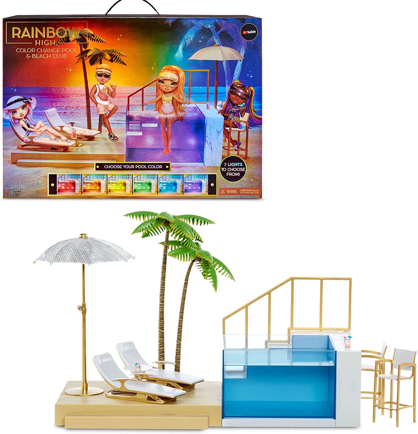 Rainbow High - Pacific Coast Colour Change Set da Gioco Piscina e Beach  Club - MGA169578475EUC