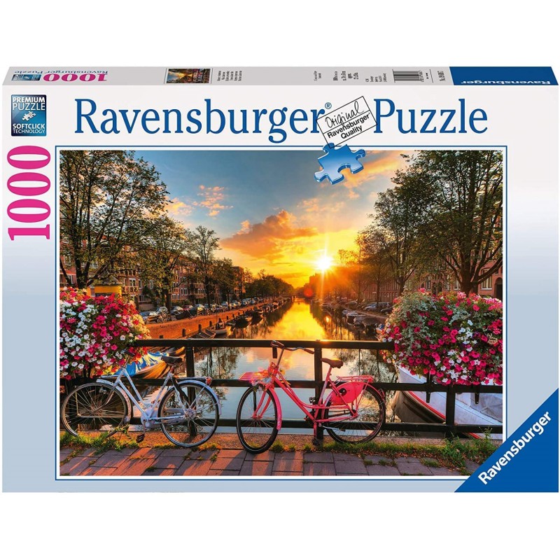 Ravensburger - Puzzle Collezione Foto & Paesaggi: Biciclette ad Amsterdam, 1000 Pezzi - RAV19606.7