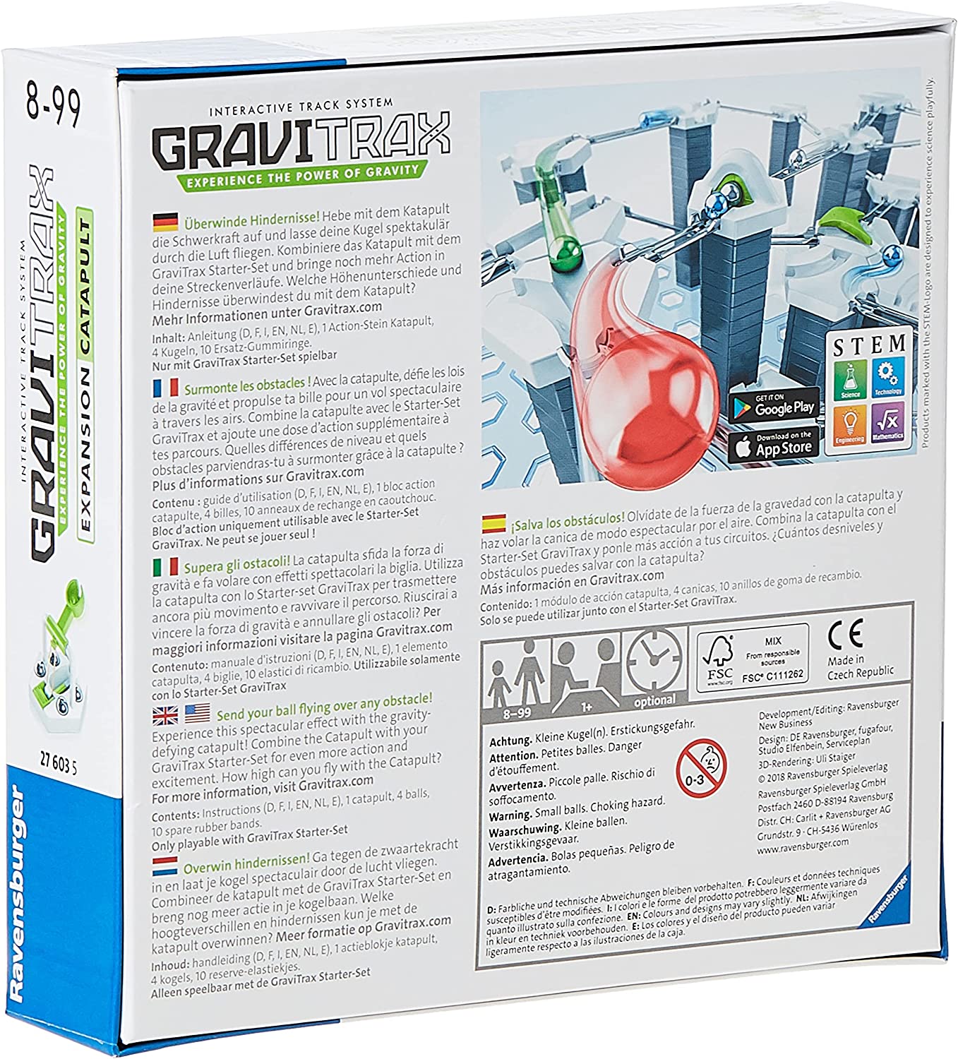 Ravensburger Gravitrax Catapult, Gioco Innovativo ed Educativo STEM,Età  Raccomandata 8+, Accessorio