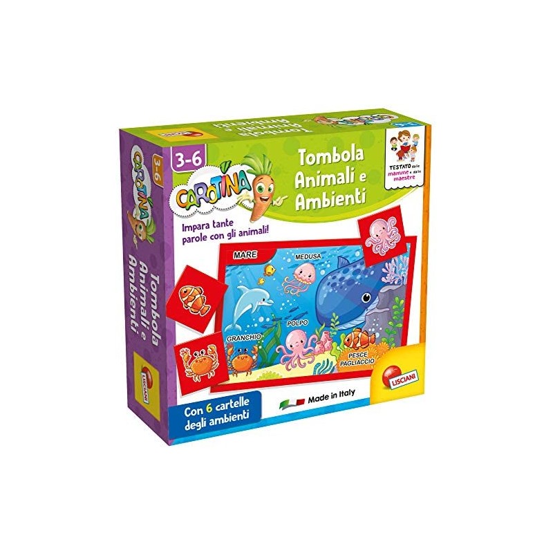 Lisciani Giochi- Carotina Quadrotte Animali e Ambienti Gioco Educativo Prescolari, Multicolore, 87495