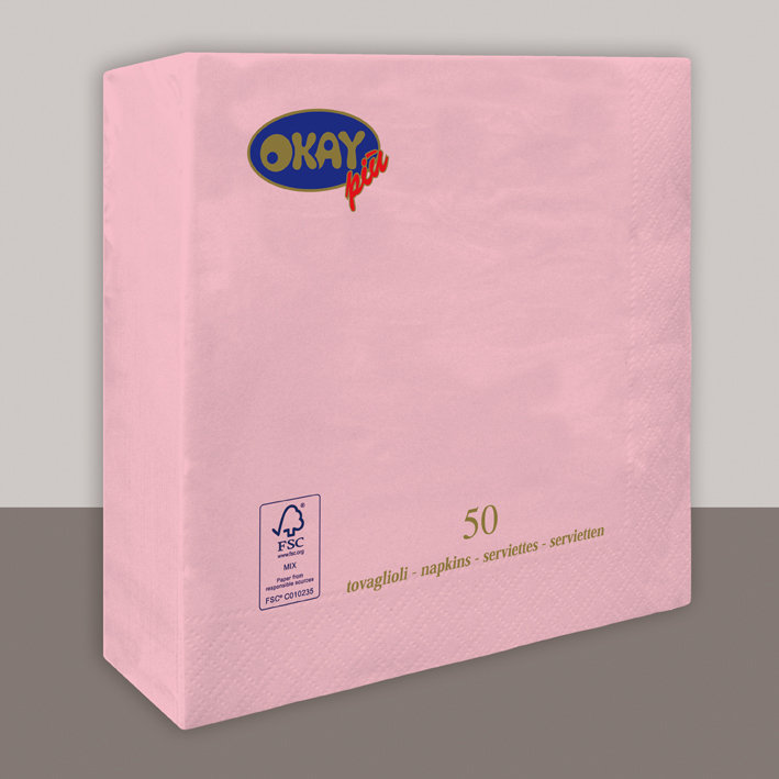 Tovaglioli 33x33 Pz.50 Rosa 50pz OKAY 59557