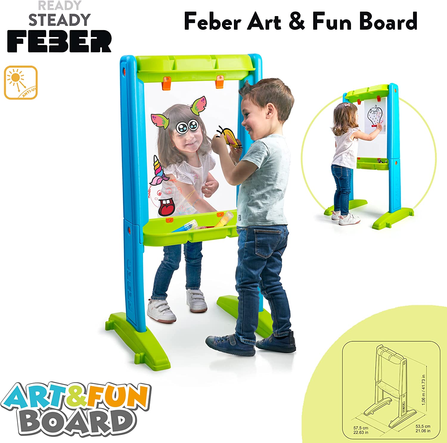 Famosa - FEBER Art & Fun Board, Lavagna Trasparente per Bambini per  Dipingere e Giocare, 800013532