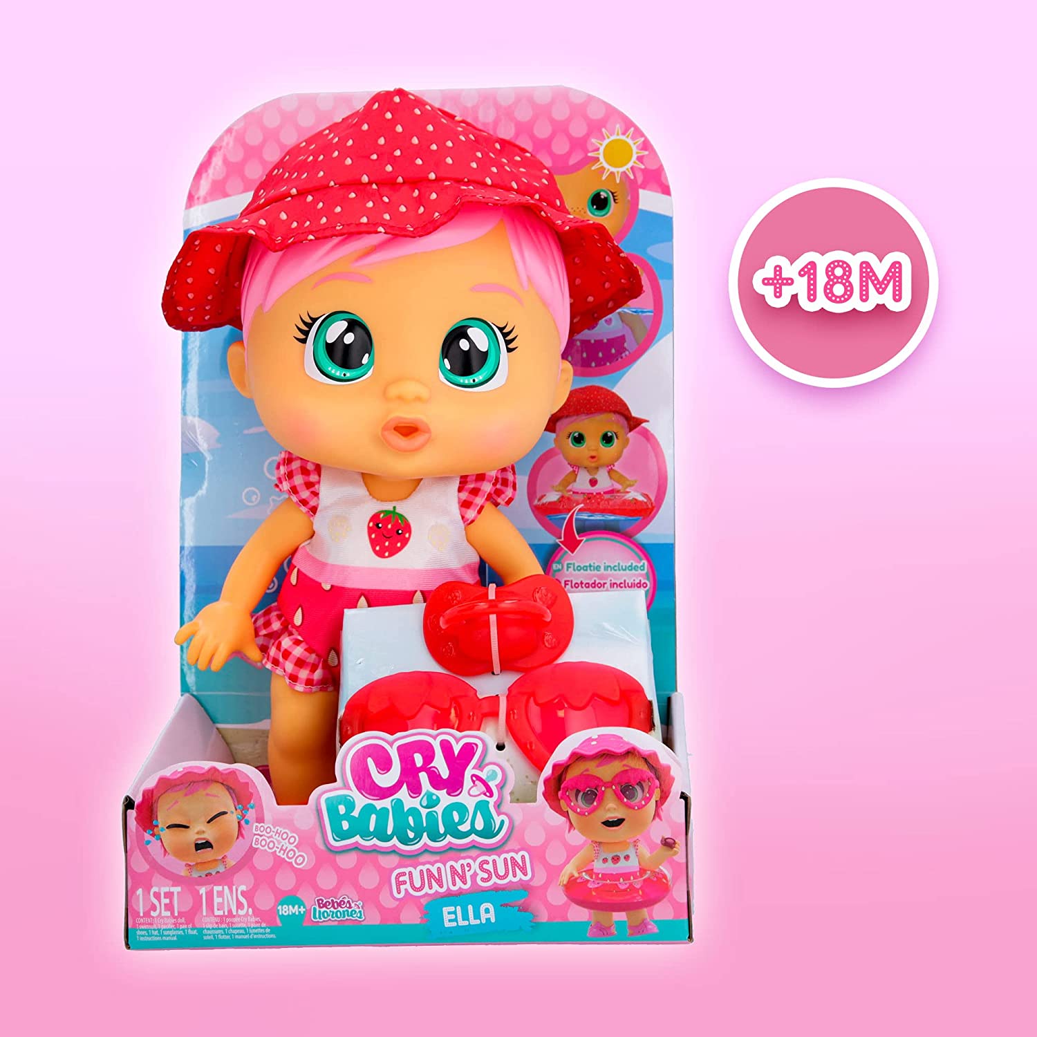 Imc Toys - CRY BABIES Fun N Sun Ella  Bambola Interattiva che Piange  Lacrime Vere ed É Progettata per Giocare Dentro e Fuori D