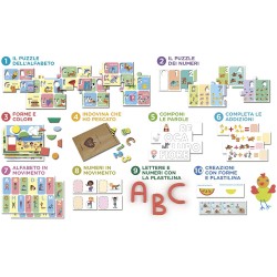 Clementoni- Sapientino-Raccolta 10 Giochi Montessori 3 Anni, Gioco educativo  per Imparare Alfabeto, Numeri, Forme e Colori-Made