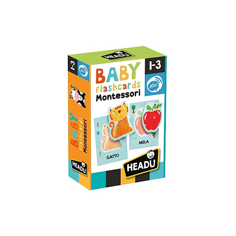 Headu- Baby Flashcards Montessori Gioco Educativo, Multicolore, IT21666