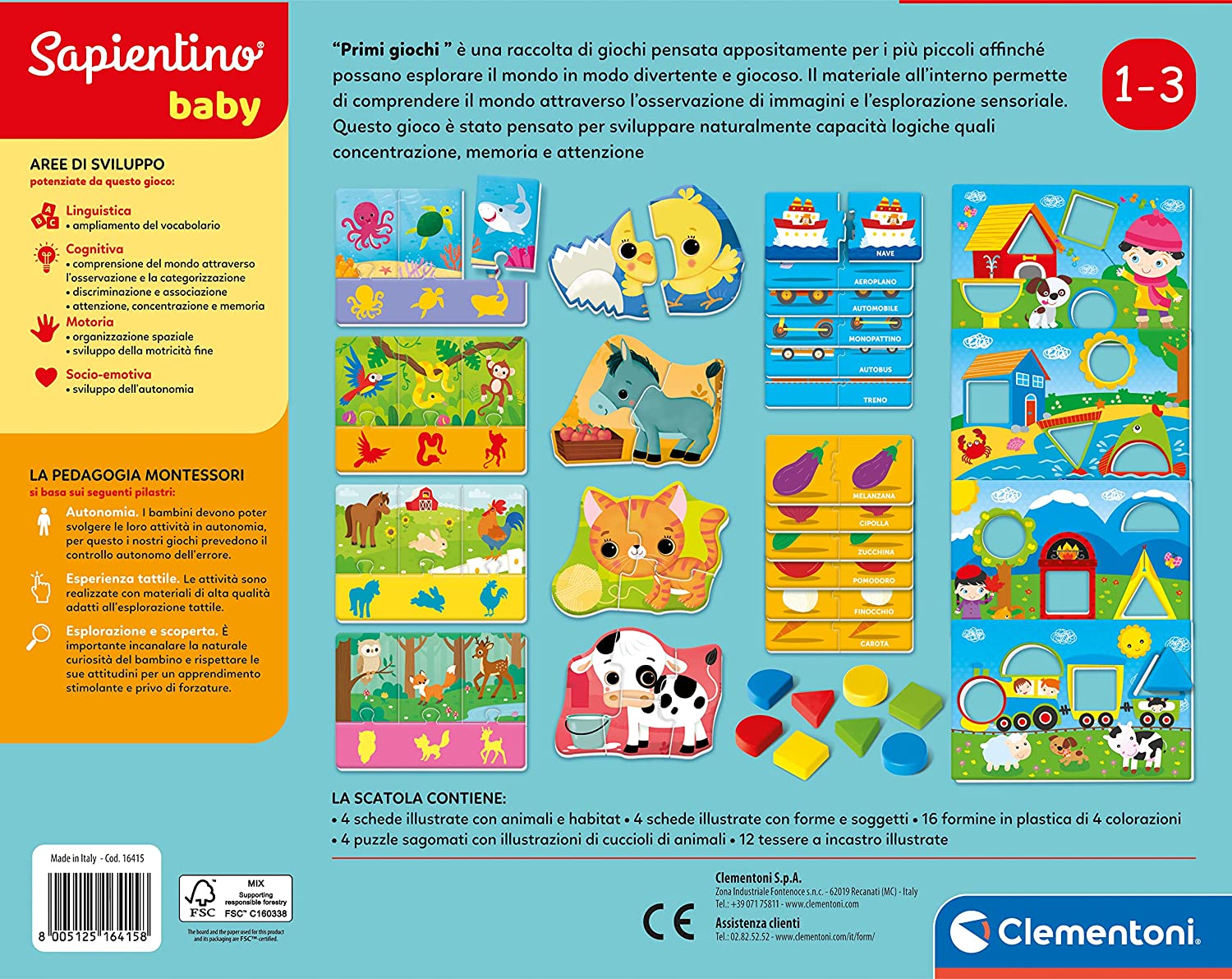 Clementoni - Sapientino Baby Primi Gioco Educativo 1 Anno (Versione in  Italiano), Giochi Montessori - CL16415