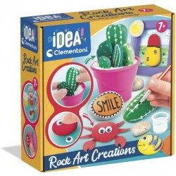 Clementoni - Idea-Surprise Box-Rock Art-lavoretti creativi - Kit Bambini, Set Pittura, Arte, dipingere, Sassi Piatti Grigi da pi