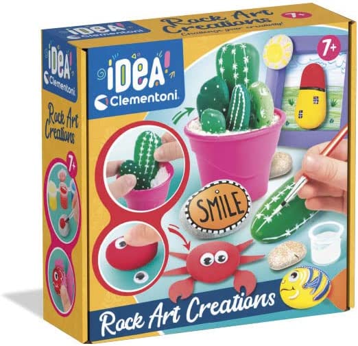 Clementoni - Idea-Surprise Box-Rock Art-lavoretti creativi - Kit Bambini,  Set Pittura, Arte, dipingere, Sassi Piatti Grigi da pi