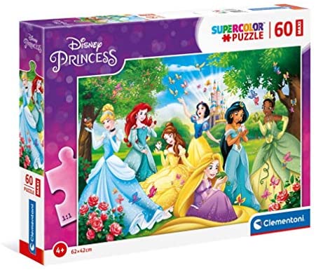 Clementoni Disney Princess Supercolor Princess-60 maxi pezzi-Made in Italy,  puzzle bambini 4 anni+, Multicolore, 26471