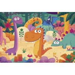 Clementoni- Supercolor Puzzle-Dinosauri-24 Pezzi Maxi, Multicolore, 28506