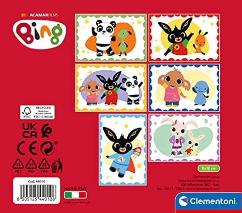 Clementoni 3 anni-cubi da 6 pezzi-Play For Future, materiali 100% riciclati- Made in Italy, bambini bing, puzzle cartoni animati