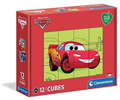 Clementoni Disney Pixar Cars, 3 anni-cubi da 12 pezzi-Play For Future, materiali  100% riciclati-Made in Italy, bambini, puzzle c