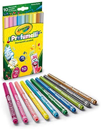 Crayola I Profumelli Pennarelli Lavabili Profumati, Punta Media, per Scuola  e Tempo Libero, Colori Assortiti, 10 Pezzi, 58-5071