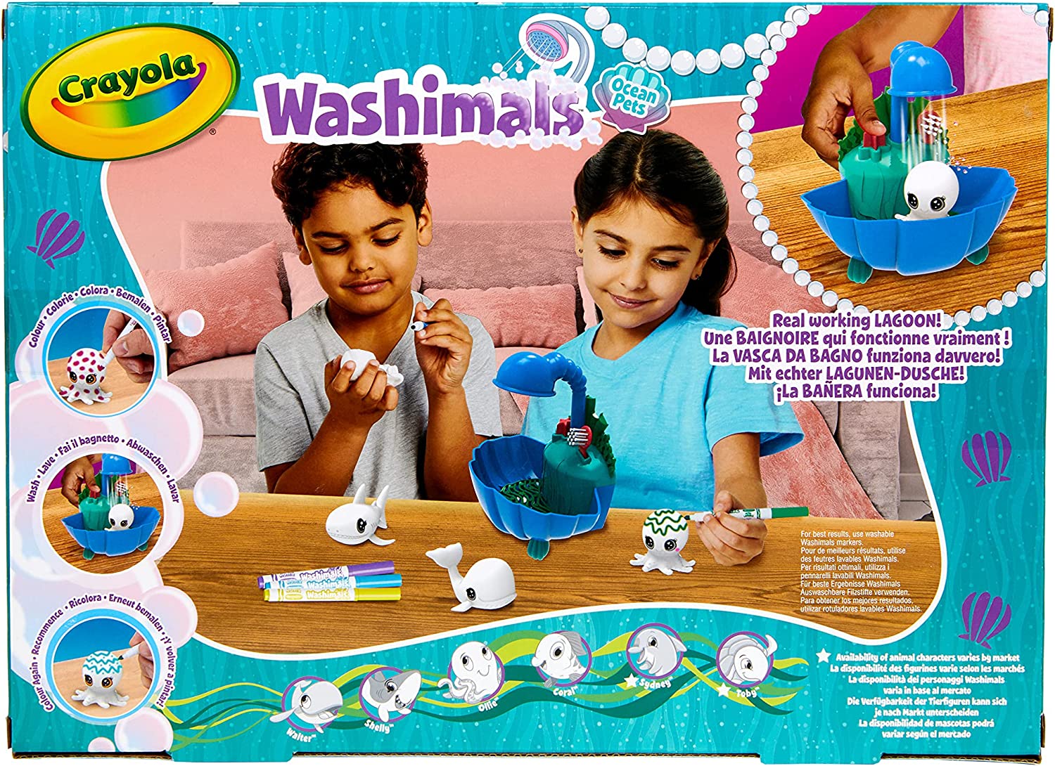 Crayola - Washimals Ocean Pets - Set Attività Colora Lava Ricolora con  Animali Marini, Ambientazione Laguna - CRA747454