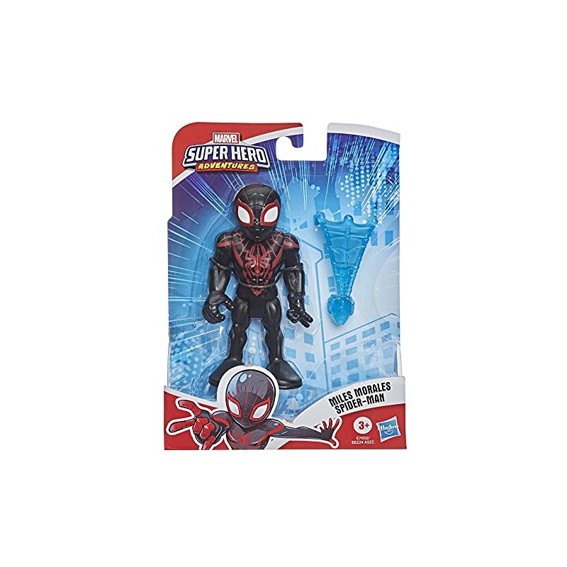 Hasbro - Marvel-Super Hero Adventures-Miles Morales (Action Figure 12,5 cm collezionabile con Ragnatela Giocattolo, Playskool He