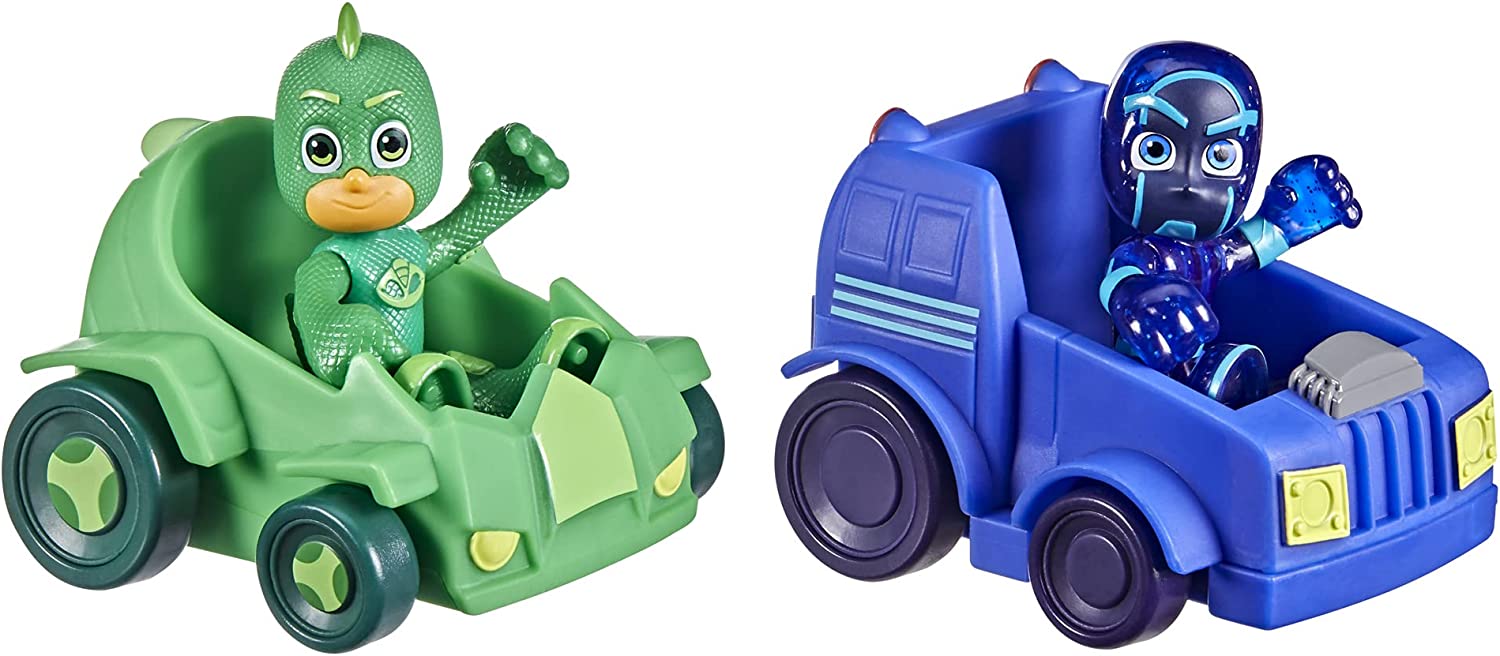 Hasbro - PJ Masks - Super pigiamini, Geco vs Ninja della notte, macchine da  corsa giocattolo per età prescolare, set con 2 veico
