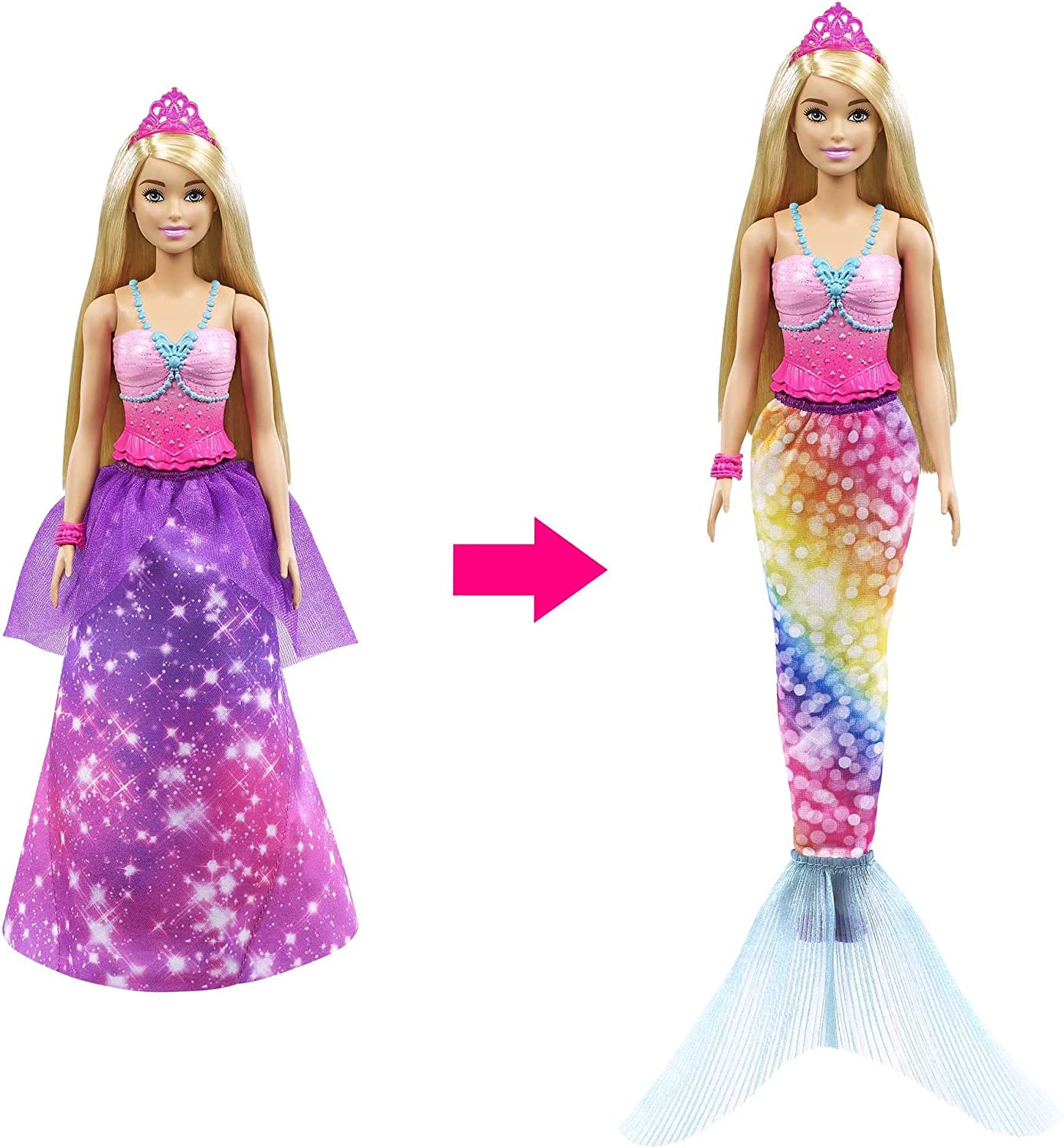 Barbie Dreamtopia 2in1 da Principessa a Sirena, Bambola Bionda