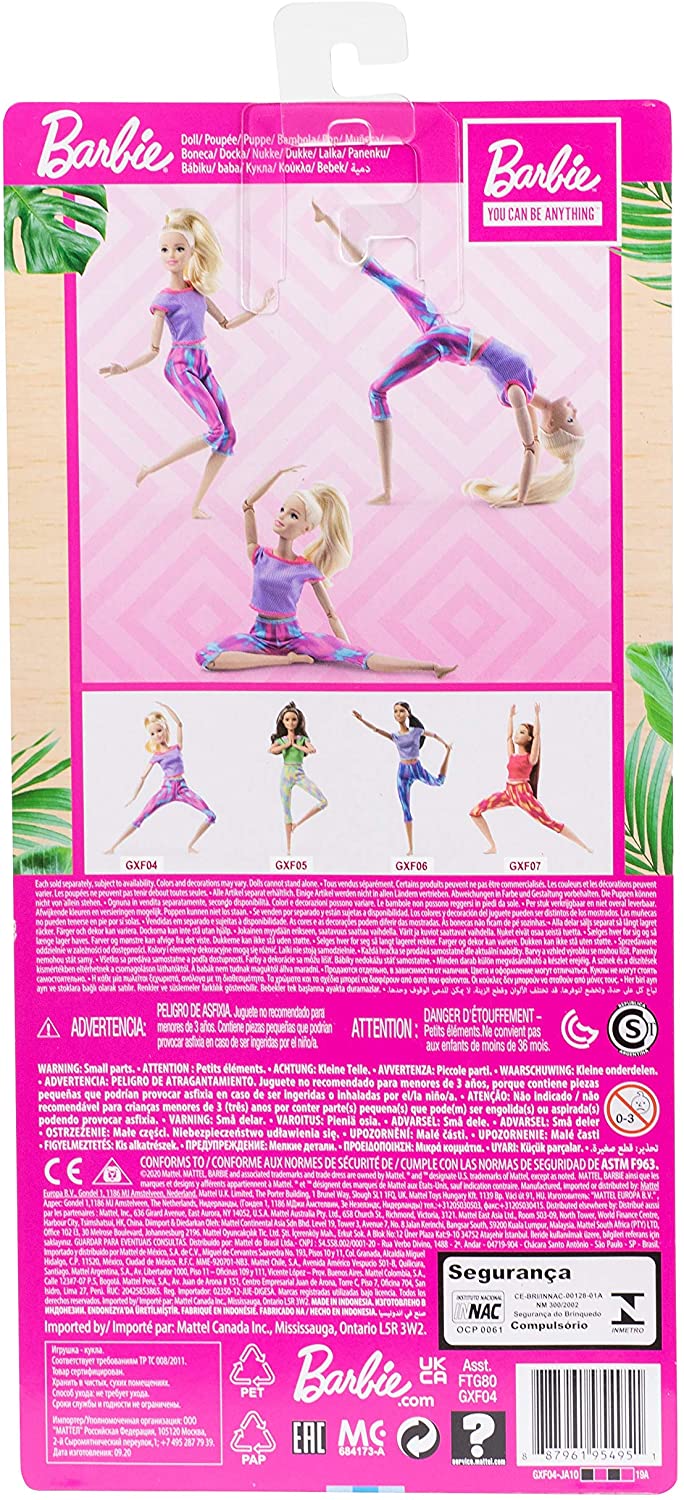 Barbie Bambola Castana Snodata con 22 Articolazioni Flessibili e  Abbigliamento Sportivo