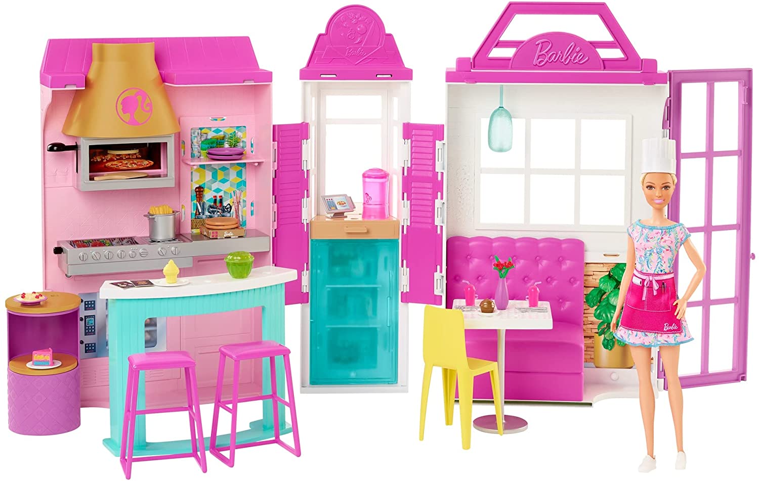 Mattel - Barbie - Playset Il Ristorante di Barbie con Bambola con Cappello  Chef e Grembiule e Oltre 30 Accessori da Cucina, per