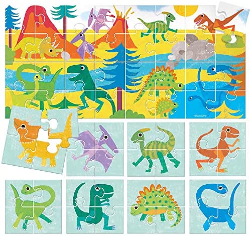 Headu- Dinosaurs Puzzle 8+1, Colore Multiplo, IT22243