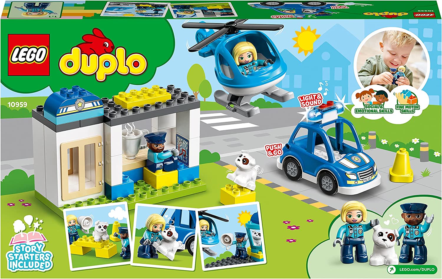 LEGO DUPLO Stazione Di Polizia ed Elicottero, Set per Bambini dai 2 Anni in  su, Giochi Educativi con Macchina Giocattolo con Luc