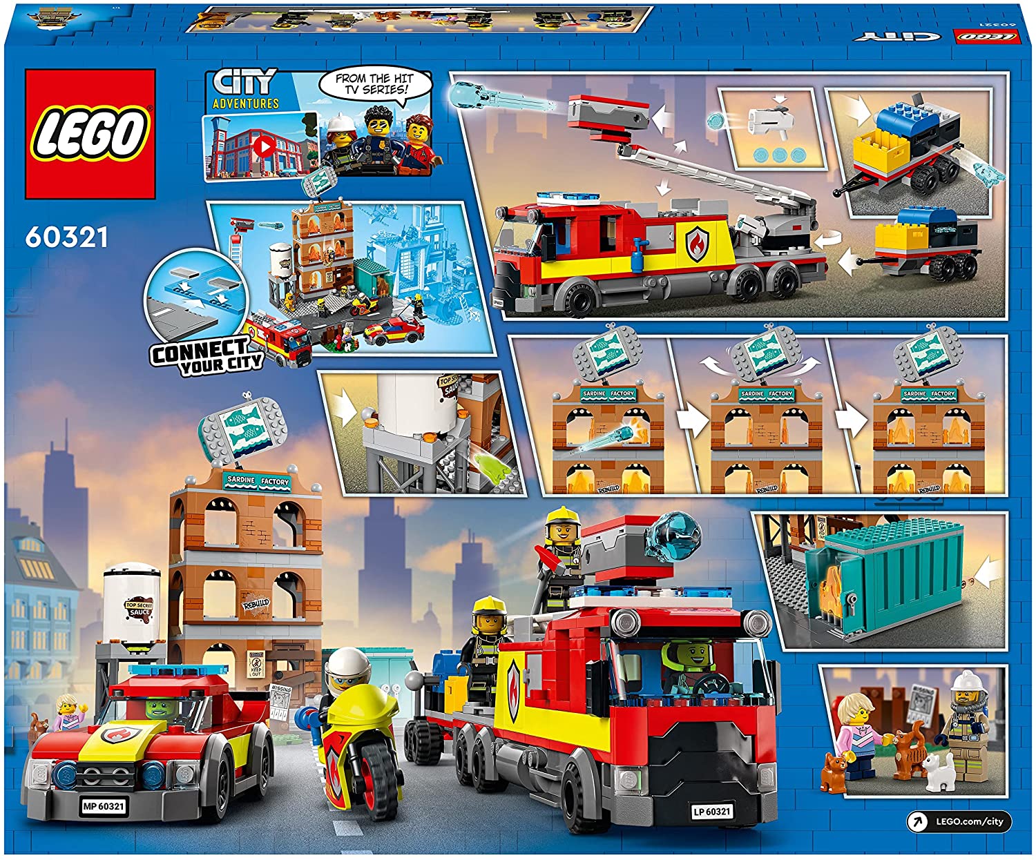 LEGO City Fire Vigili del Fuoco, Edificio con Fiamme, Camion dei Pompieri  Giocattolo, Giochi per Bambini di 7 Anni, 60321