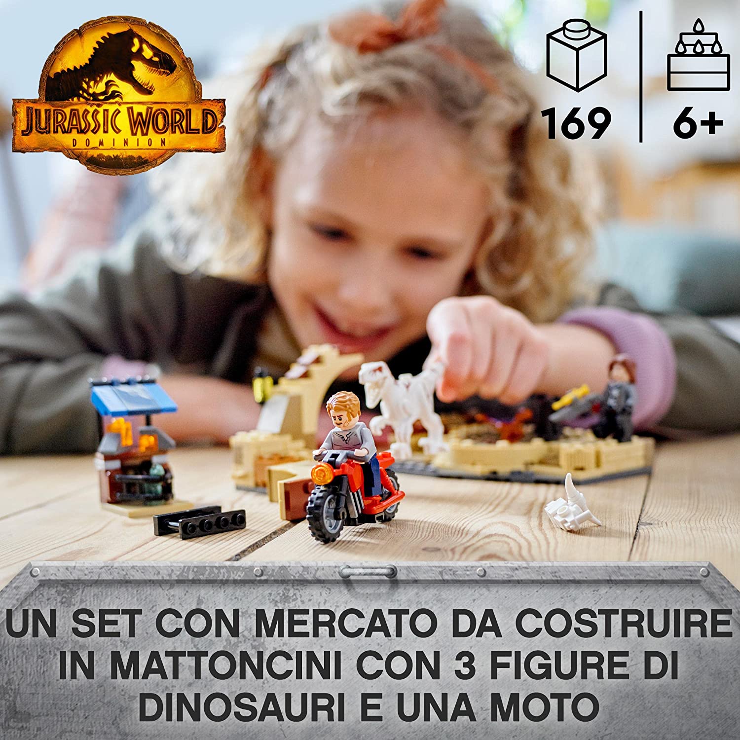 LEGO Jurassic World La Fuga del T. rex, Include 3 Minifigure un Elicottero  e un Dinosauro