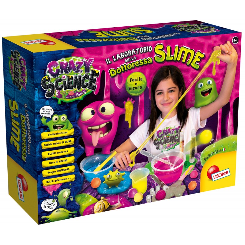 lisciani giochi- crazy science laboratorio della dottoressa slime, multicolore, 75102