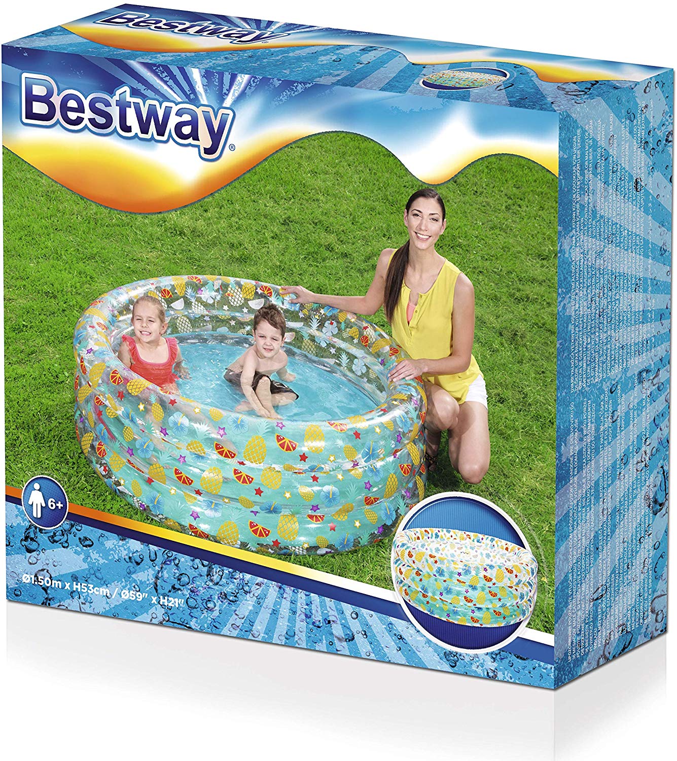 Bestway 51045 - Piscina gonfiabile Sea Life, 150 x 53 cm, multicolore