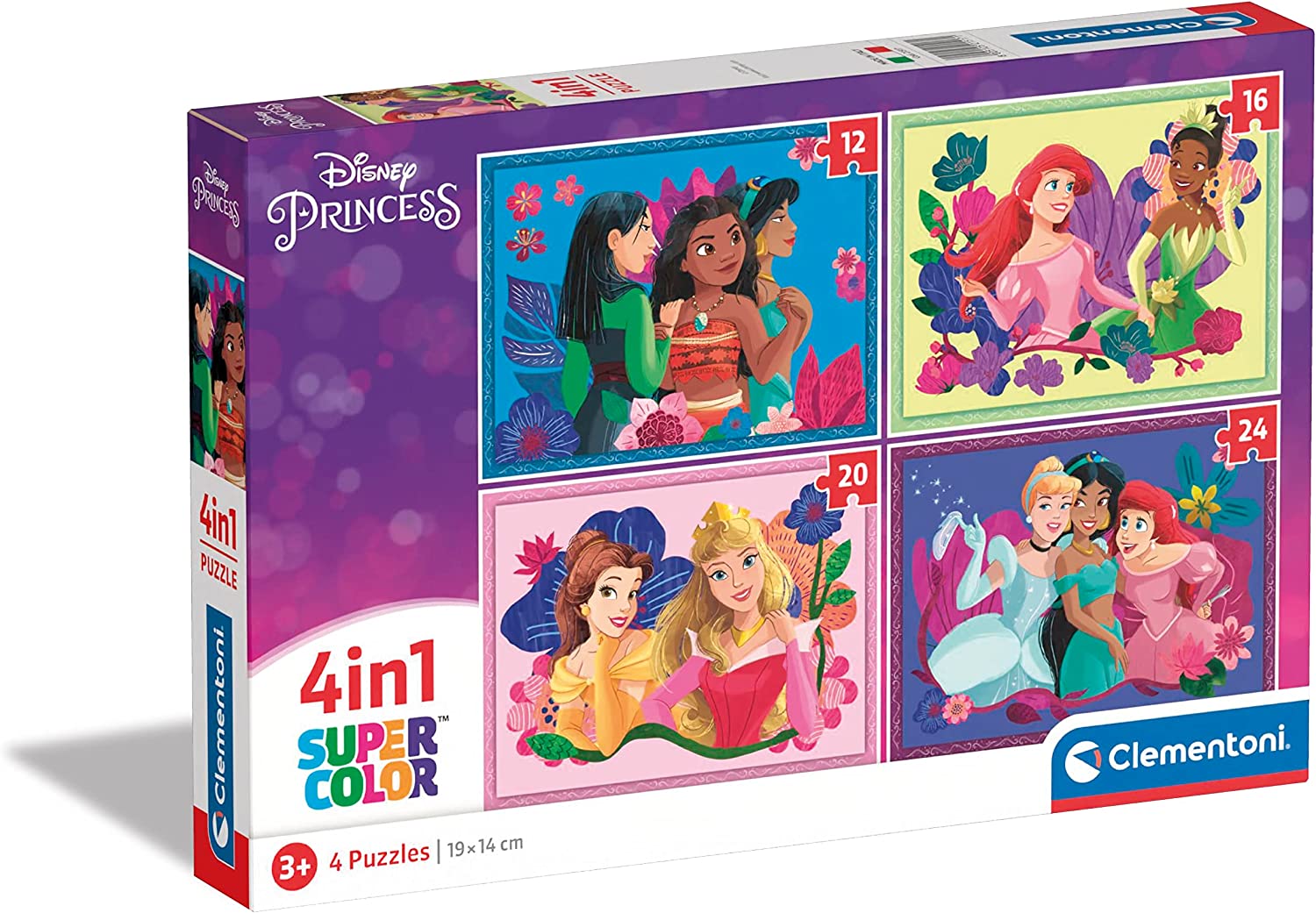 Clementoni Supercolor Disney Princess - 12,16,20 e 24 Pezzi - Puzzle  Cartoni Animati - CL21517