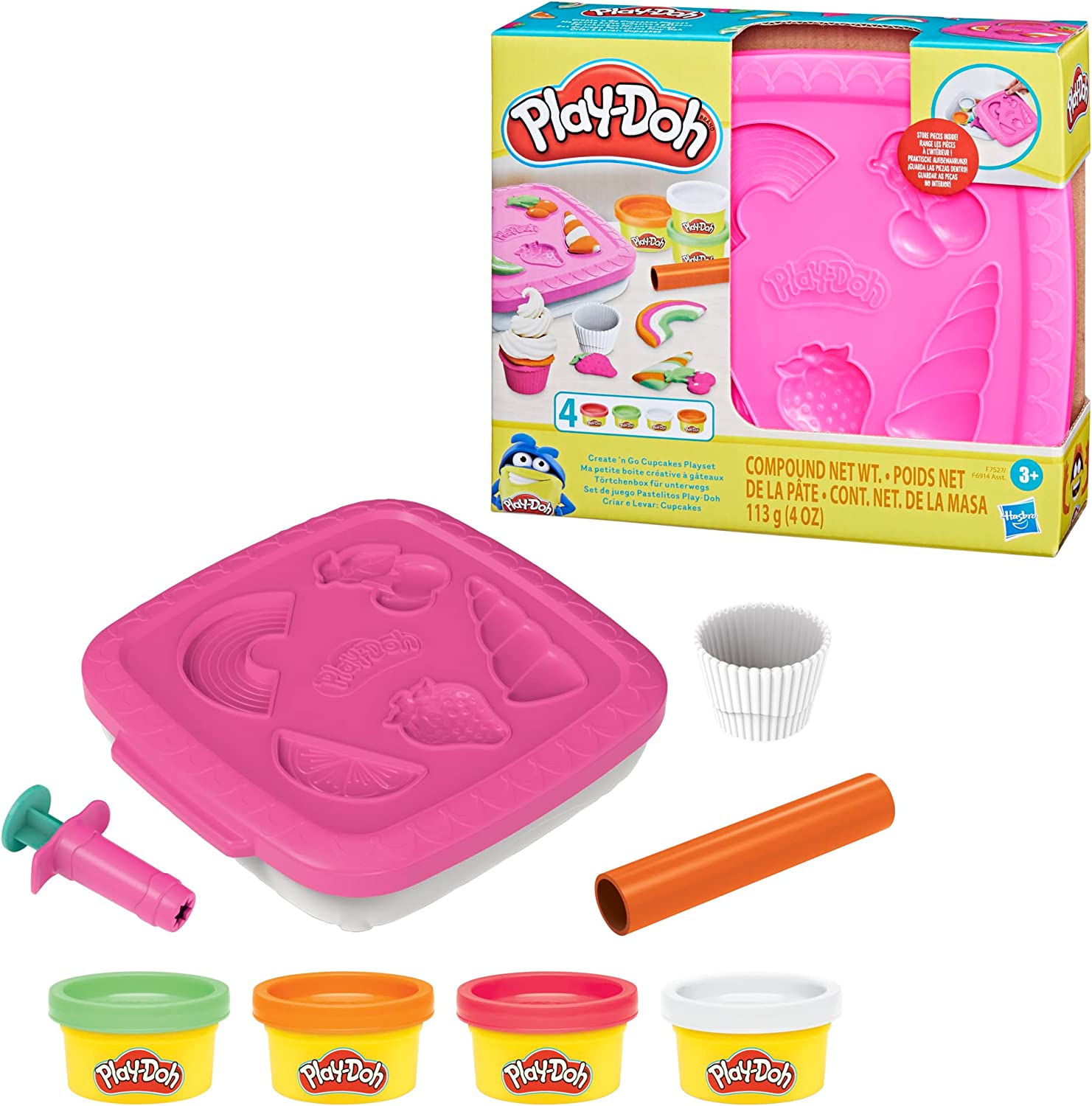 Play-Doh Create N Go Cupcakes - Set Contenitore, Giocattoli artistici e  Artigianali per Bambini - F7527