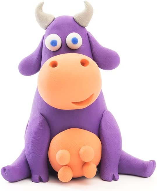 Hey Clay Cow, pasta modellabile small set Mucca. Argilla da Modellare per  Bambini in confezione piccola da 1 soggetto con 3 colori. Set Cow