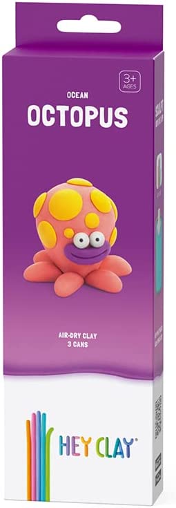 Hey Clay Octopus, pasta modellabile small set Polpo. Argilla da Modellare  in confezione piccola da 1 soggetto con 3 colori. Set