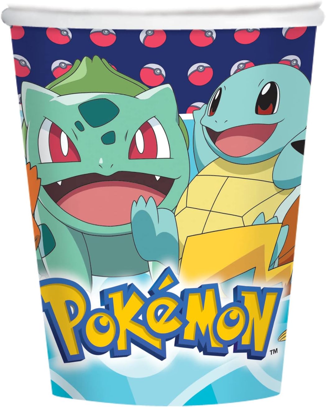 Bicchieri Pokemon, 8 pezzi, capacità 250 ml, carta, bicchieri di
