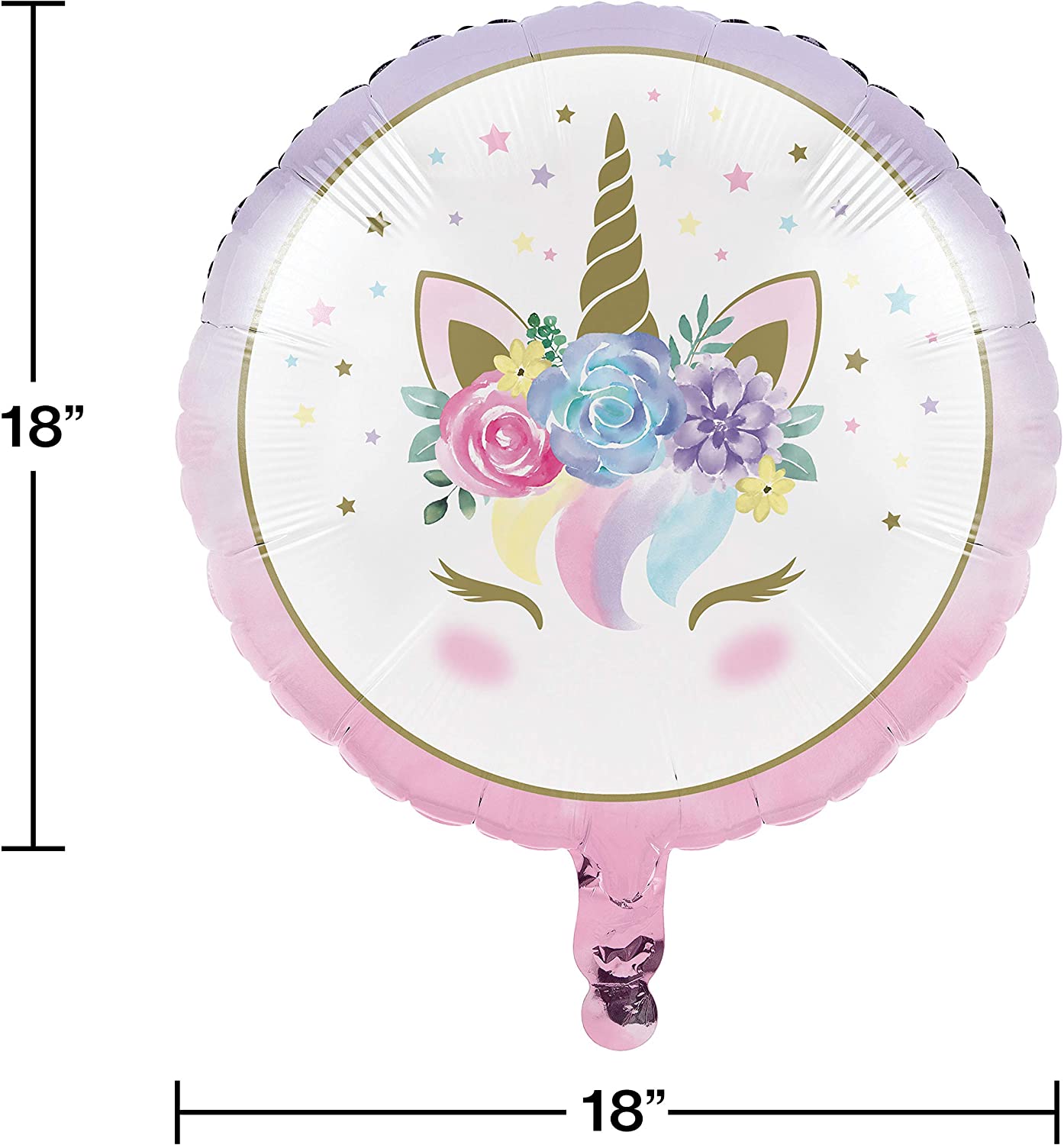 Palloncino Happy Birthday 18/45 cm Unicorno rosa 1pz