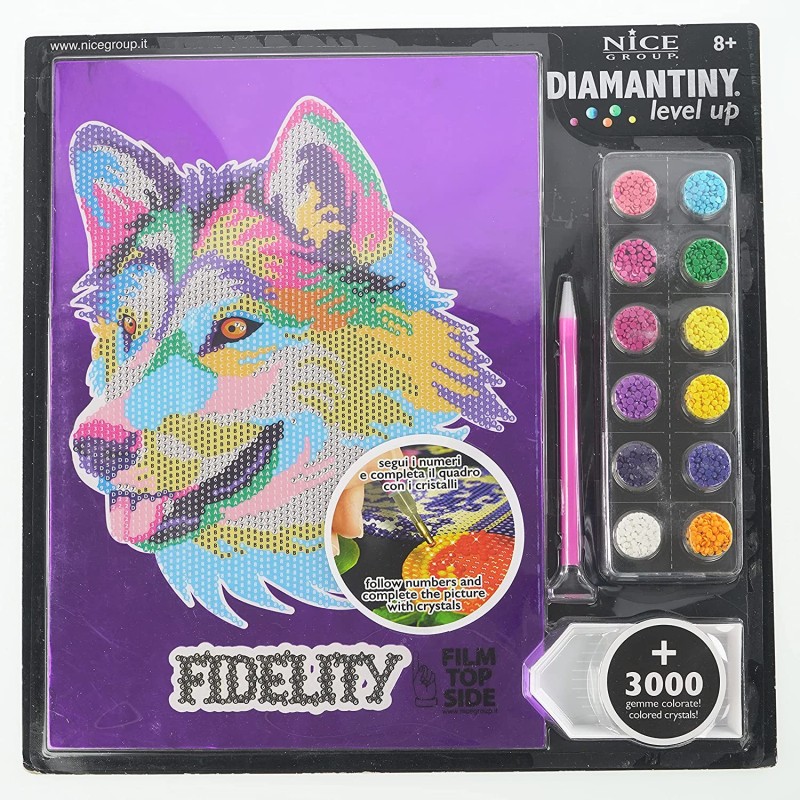 Nice Group - DIAMANTINY Level Up - Creative Art, Diamond Painting Kit Crea il Mosaico, POP, Lupo - 96003