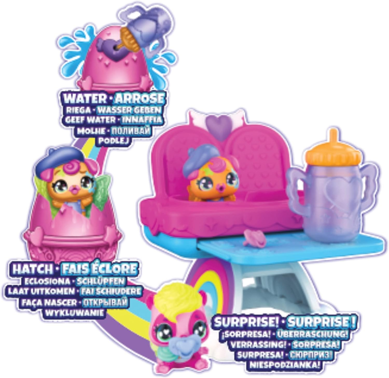 Spin Master - HATCHIMALS Alive - Confezione con Due Uova Che Si schiudono  con l'Acqua e seggiolone - SP6067740