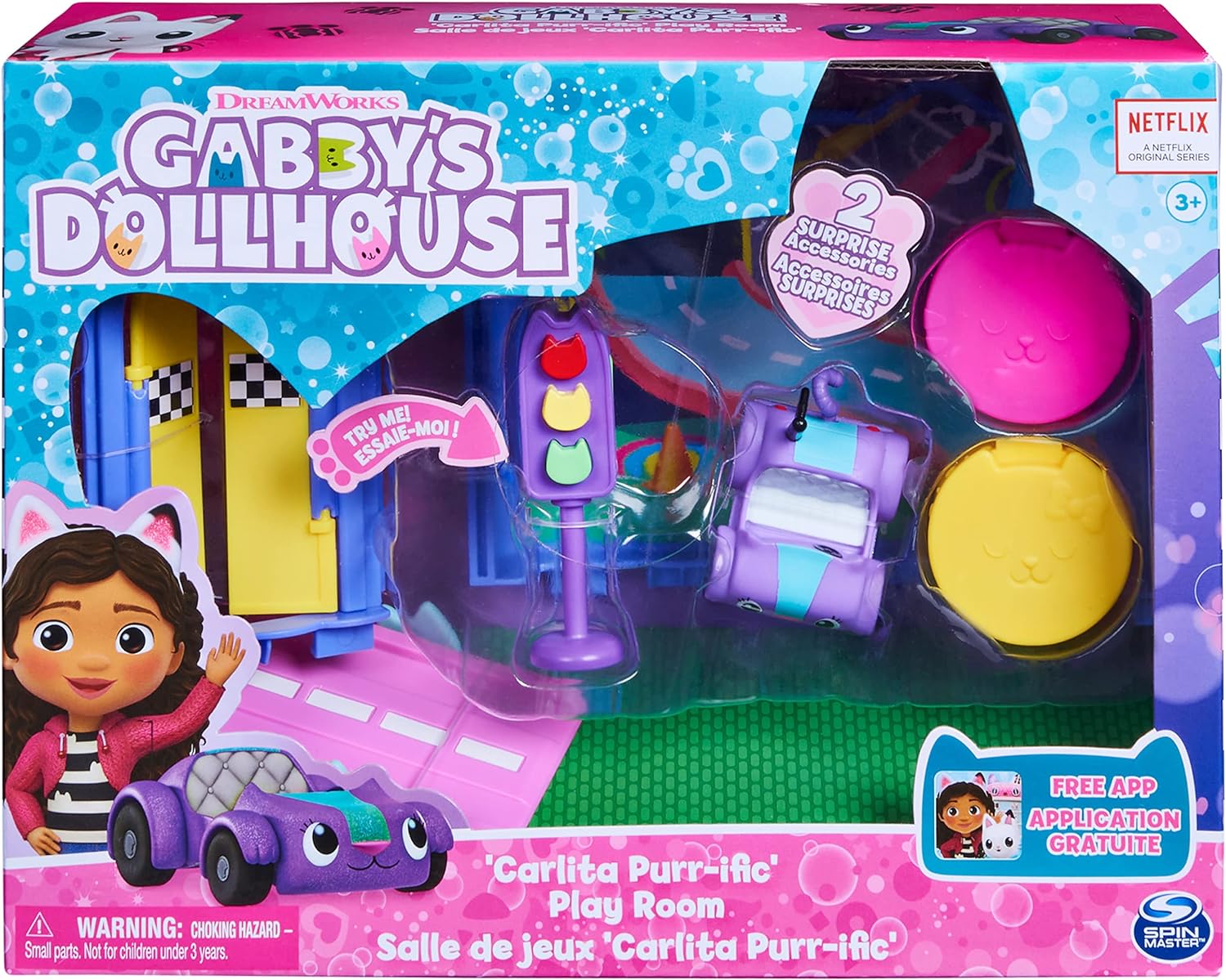 Spin Master - Gabby s Dollhouse, Stanza dei Giochi Purr-ific con la  macchinina Giocattolo Carlita - 6064149