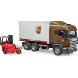 BRUDER 03582 - Camion Scania R Series UPS Porta Container con Muletto Scania Super 560R