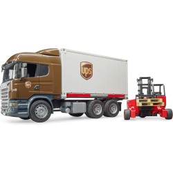 BRUDER 03582 - Camion Scania R Series UPS Porta Container con Muletto Scania Super 560R