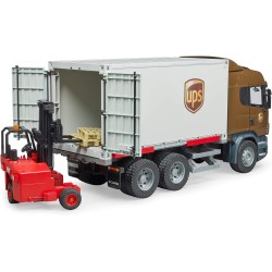 BRUDER 03582 - Camion Scania R Series UPS Porta Container con Muletto Scania Super 560R