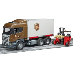 BRUDER 03582 - Camion Scania R Series UPS Porta Container con Muletto Scania Super 560R