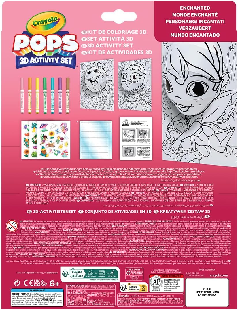 CRAYOLA POPS - Set Attività 3D, per Colorare e Creare disegni in 3D, Attività  Creativa soggetto Personaggi Incantati - 04-2801