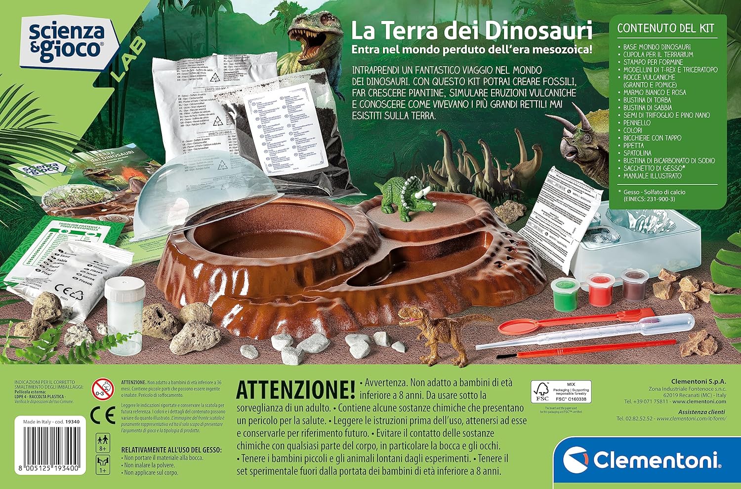 Clementoni - 19340 - Scienza Lab-La Terra Kit Paleontologia