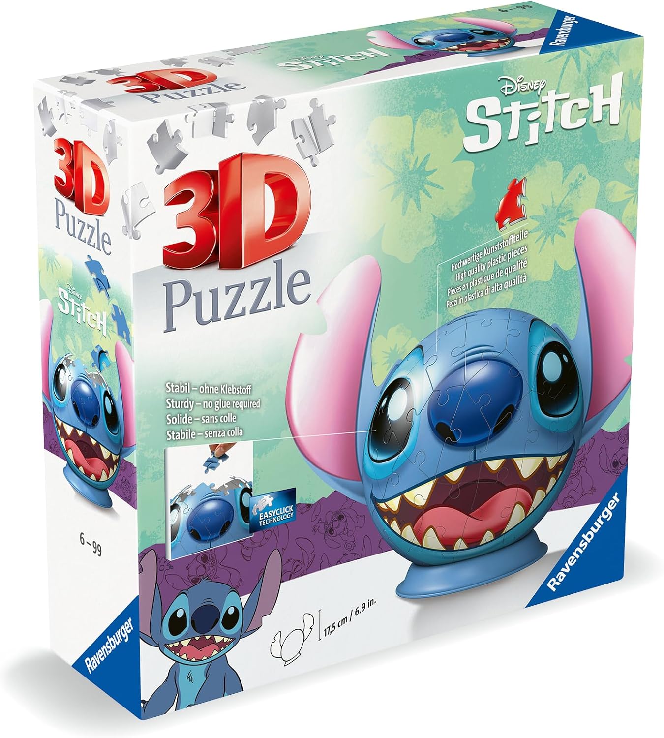 Ravensburger - 3D Puzzle Stitch con le Orecchie, 72 pezzi, 6+ anni