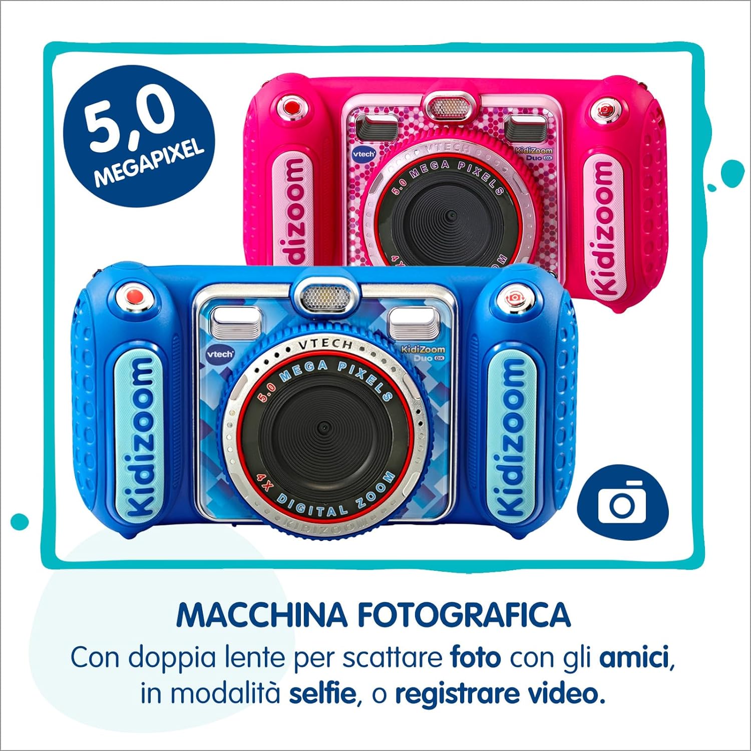 Kidizoom Duo Dx Rosa, Macchina Fotografica per Bambini con +75