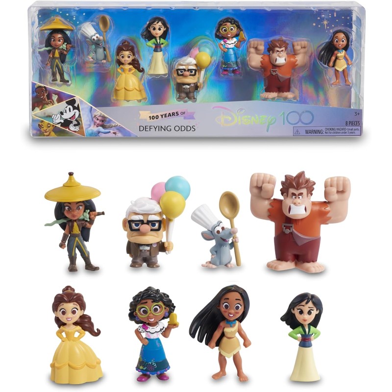 Disney 100 - Pack Defying Odds, giocattolo da collezione con personaggi  Disney, include 8 figure diverse, licenza