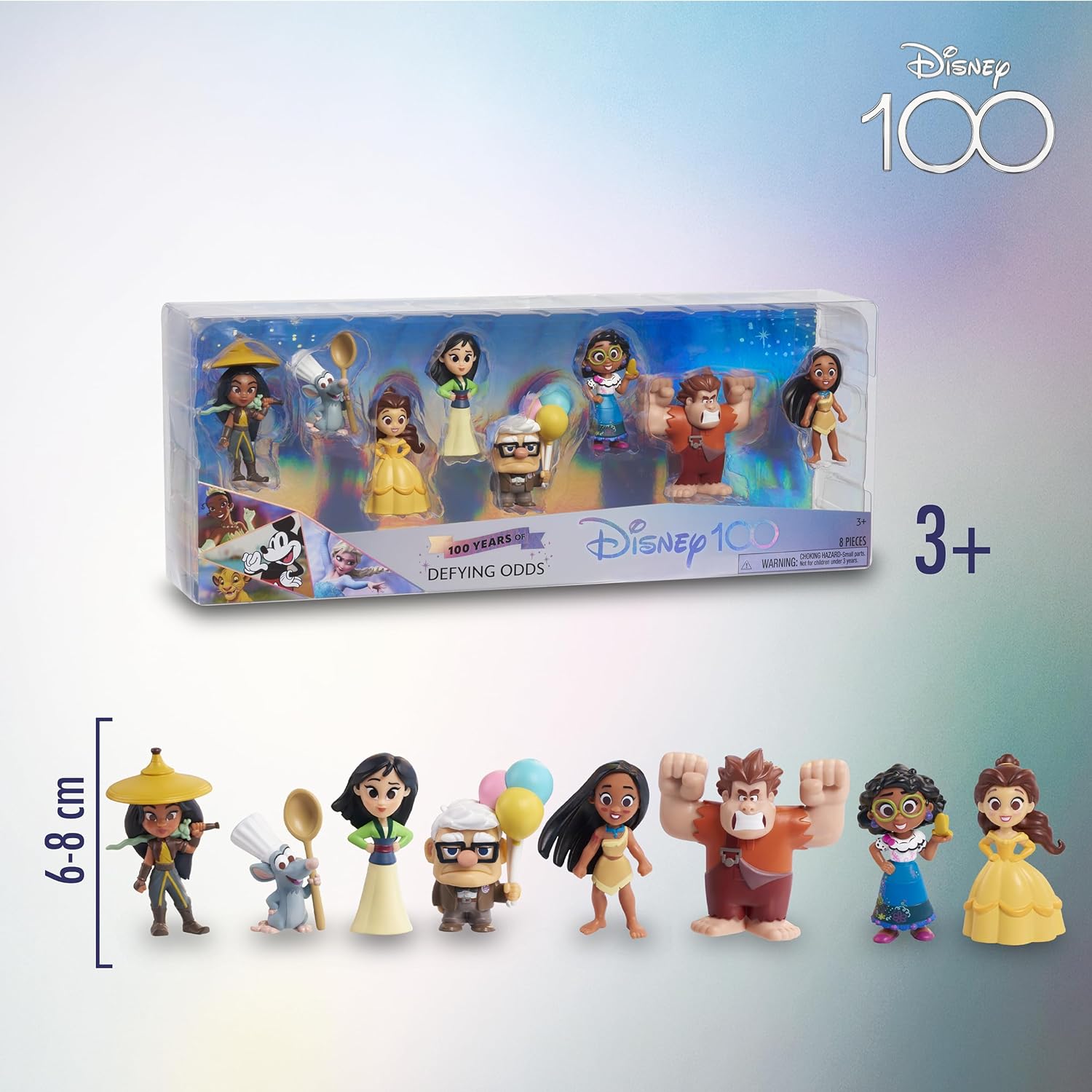 Disney 100 - Pack Defying Odds, giocattolo da collezione con personaggi  Disney, include 8 figure diverse, licenza ufficiale al 1