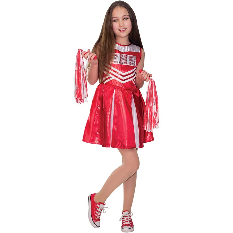 Costume da cheerleader bianco e rosso per bambina